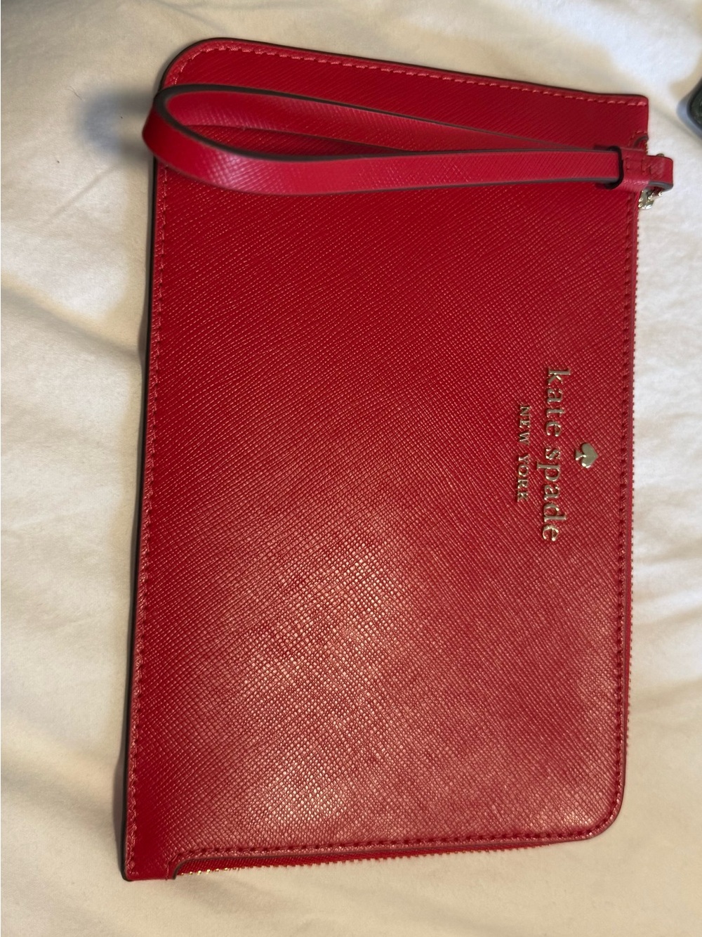 kate spade Red Saffiano Leather Wristlet Clutch